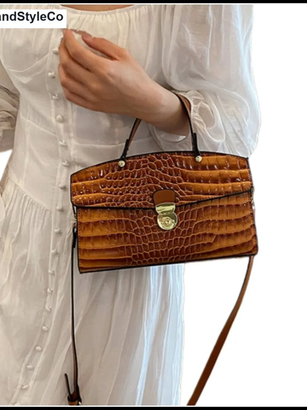 Women's Retro Evening Handbag Snake Pattern Patent Leather Top Handle Satchel